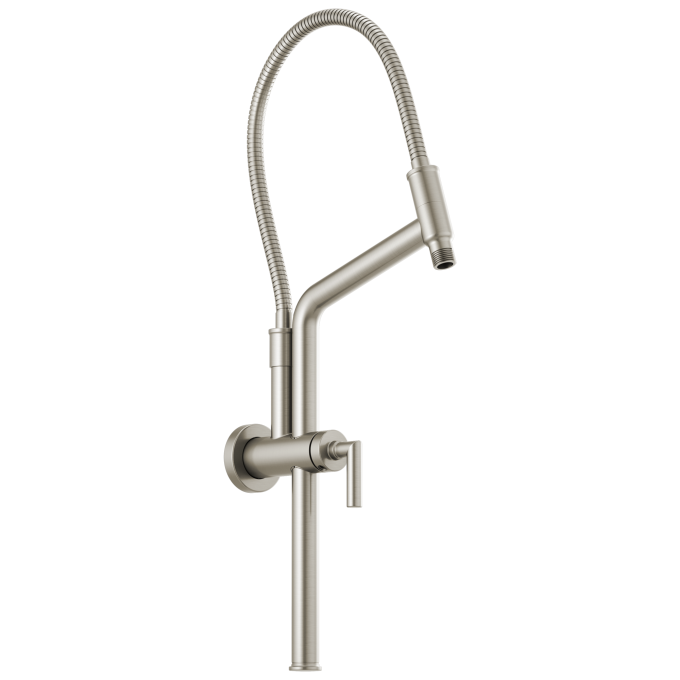 BRIZO Essential Shower 10 7/16" Linear Round Slide Bar Shower Arm And Flange — Luxe Nickel