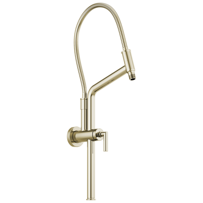 BRIZO Essential Shower 10 7/16" Linear Round Slide Bar Shower Arm And Flange — Polished Nickel