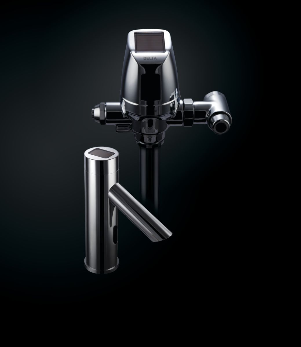 Commercial 81T Electronic Exposed Water Closet Flush Valve with Mechanical Manual Override - Solar Operated — Chrome