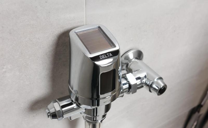Commercial 81T Electronic Exposed Water Closet Flush Valve with Mechanical Manual Override - Solar Operated — Chrome
