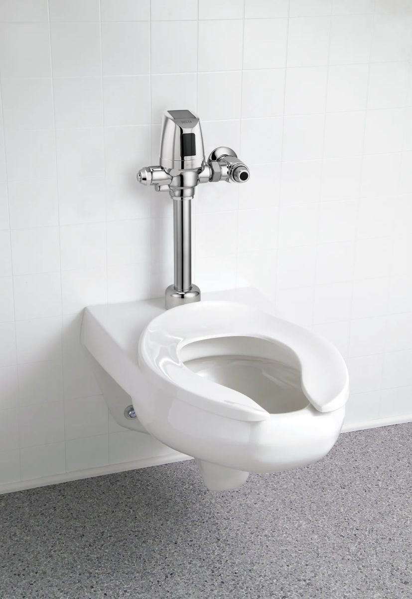Commercial 81T Electronic Exposed Water Closet Flush Valve with Mechanical Manual Override - Solar Operated — Chrome