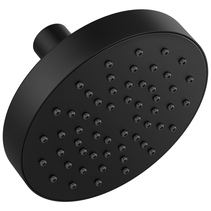 BRIZO Essential Shower 5" Linear Round Single-Function Wall Mount Shower Head - 2.5 GPM — Matte Black