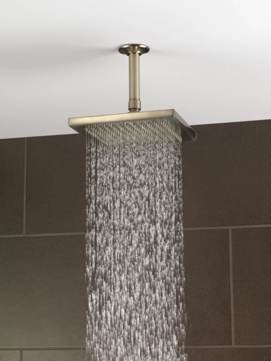 BRIZO Essential Shower 8" Linear Square Single-Function Raincan Shower Head - 1.75 GPM — Brushed Nickel