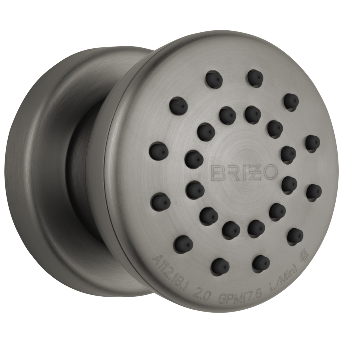 BRIZO Essential Shower Touch-Clean Round Body Spray — Luxe Steel