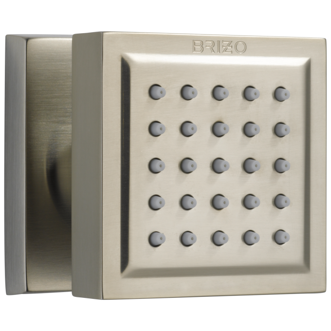 BRIZO Essential Shower Touch-Clean Square Body Spray — Brushed Nickel