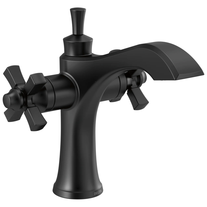 DELTA Dorval Two Handle Single Hole Monoblock Bathroom Faucet — Matte Black
