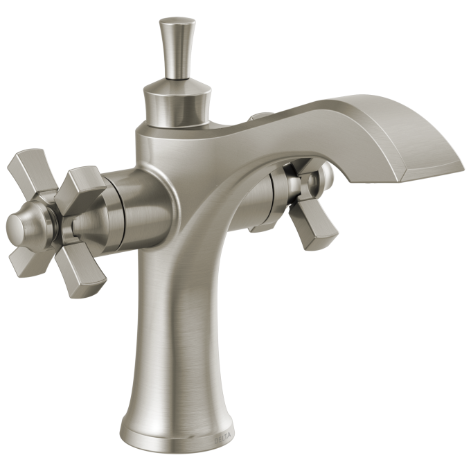 DELTA Dorval Two Handle Single Hole Monoblock Bathroom Faucet — Stainless