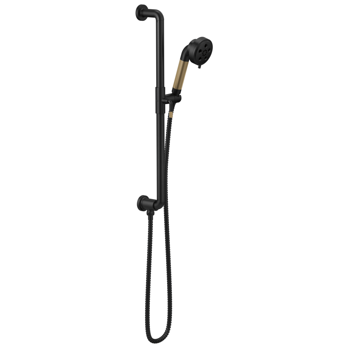 BRIZO Litze Slide Bar Handshower with H2OKINETIC Technology — Matte Black/Luxe Gold