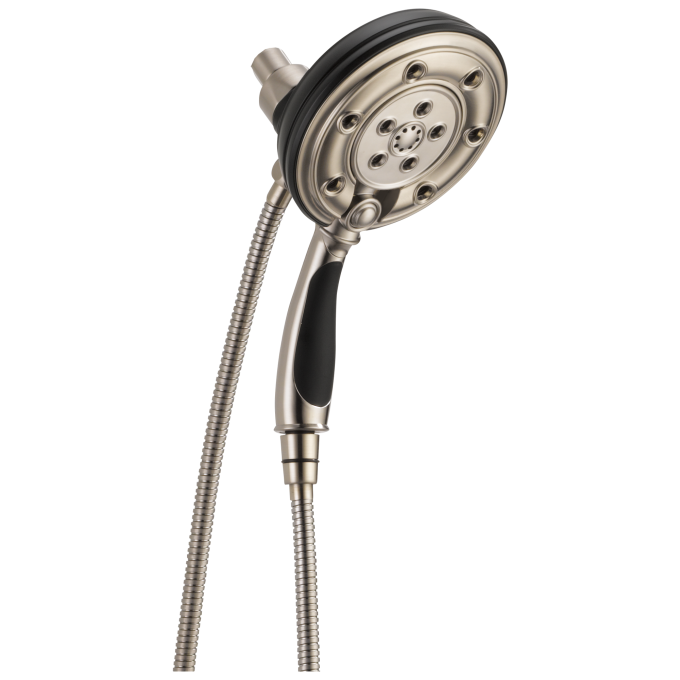 BRIZO Essential Shower Classic Round H2Okinetic Multi-Function Hydrati 2|1 Shower — Luxe Nickel  /Matte Black