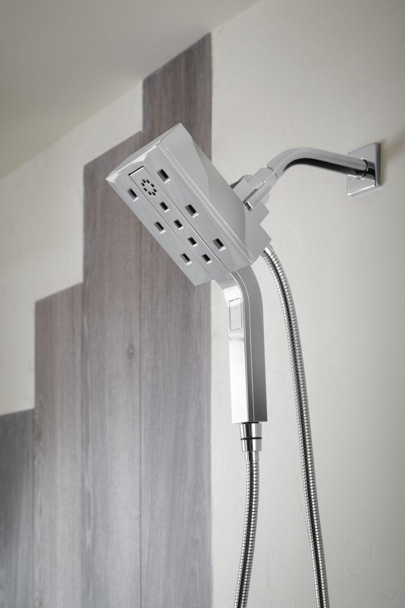 BRIZO Essential Shower Linear Square H2Okinetic Multi-Function Hydrati 2|1 Shower — Chrome