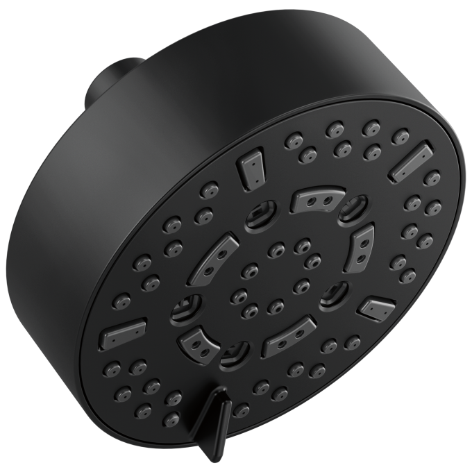 BRIZO Essential Shower 5” Linear Round H2Okinetic Multi-Function Wall Mount Shower Head - 2.5 GPM — Matte Black