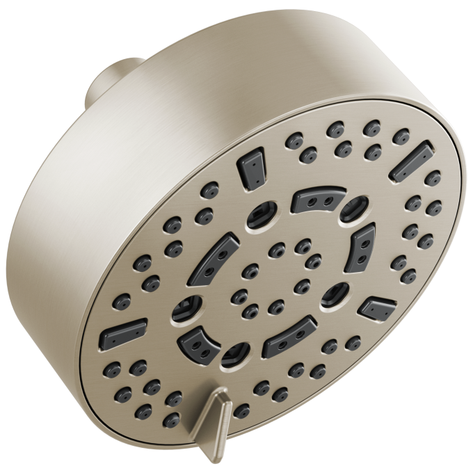 BRIZO Essential Shower 5” Linear Round H2Okinetic Multi-Function Wall Mount Shower Head - 2.5 GPM — Brushed Nickel