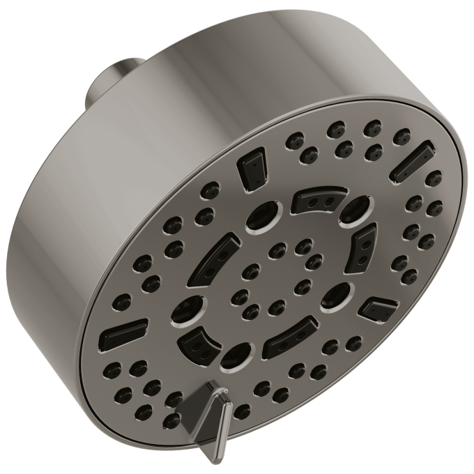 BRIZO Essential Shower 5” Linear Round H2Okinetic Multi-Function Wall Mount Shower Head - 2.5 GPM — Brilliance Black Onyx