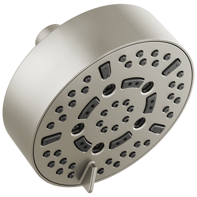 BRIZO Essential Shower 5” Linear Round H2Okinetic Multi-Function Wall Mount Shower Head - 1.75 GPM — Luxe Nickel
