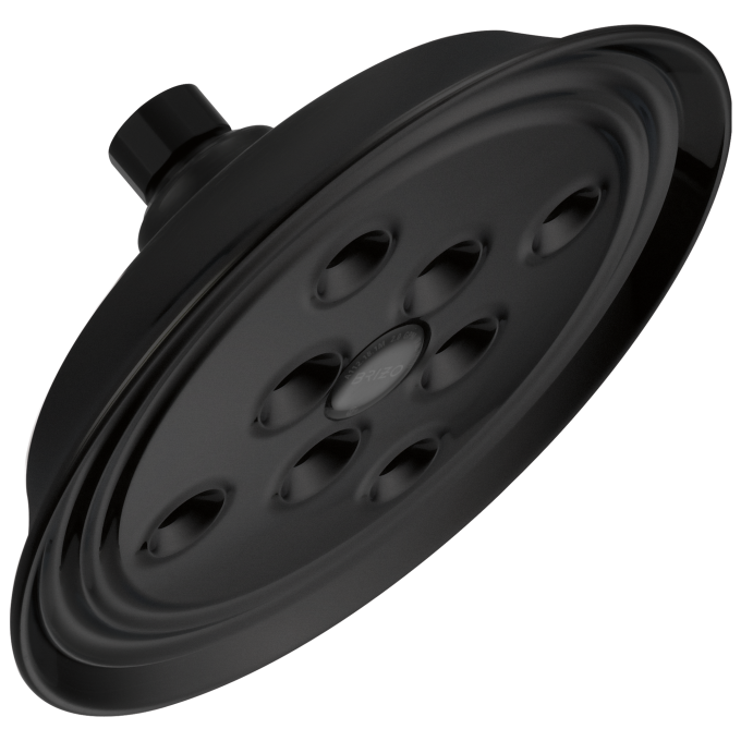 BRIZO Essential Shower 7" Classic Round H2Okinetic Single Function Wall Mount Showerhead — Matte Black