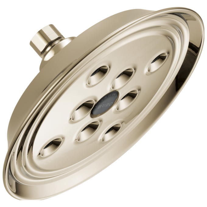 BRIZO Essential Shower 7" Classic Round H2Okinetic Single Function Wall Mount Showerhead — Polished Nickel