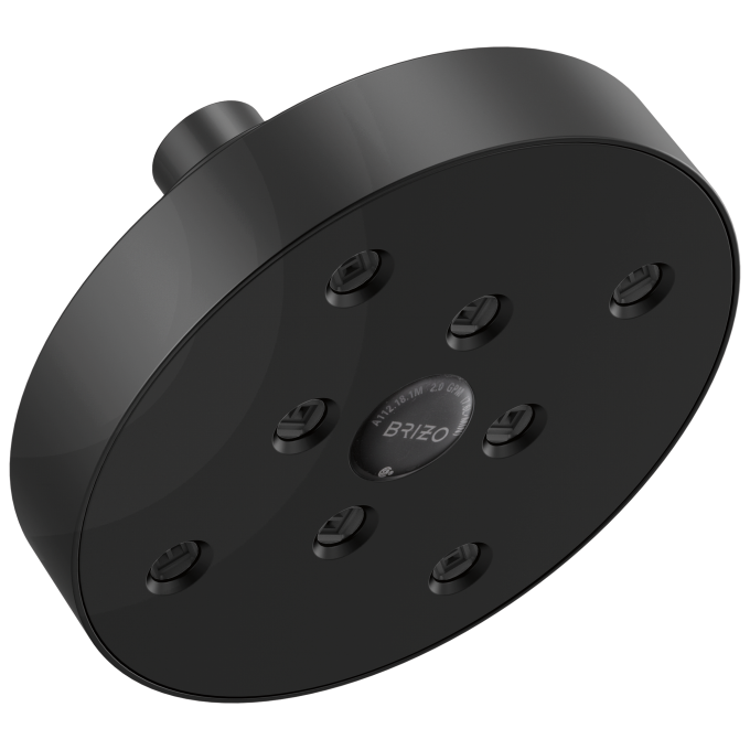 BRIZO Essential Shower 5" Linear Round H2Okinetic Single Function Wall Mount Showerhead — Matte Black