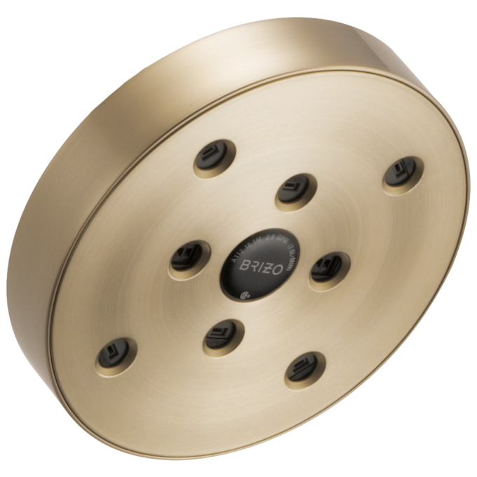 BRIZO Essential Shower 5" Linear Round H2Okinetic Single Function Wall Mount Showerhead — Luxe Gold