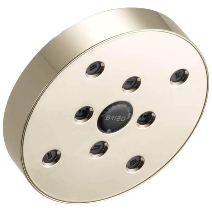 BRIZO Essential Shower 5" Linear Round H2Okinetic Single Function Wall Mount Showerhead — Polished Nickel