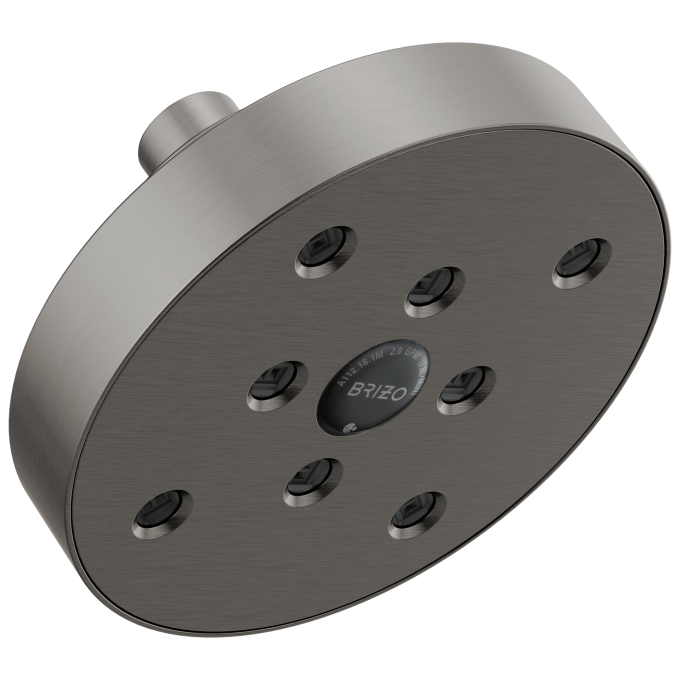 BRIZO Essential Shower 5" Linear Round H2Okinetic Single Function Wall Mount Showerhead — Luxe Steel