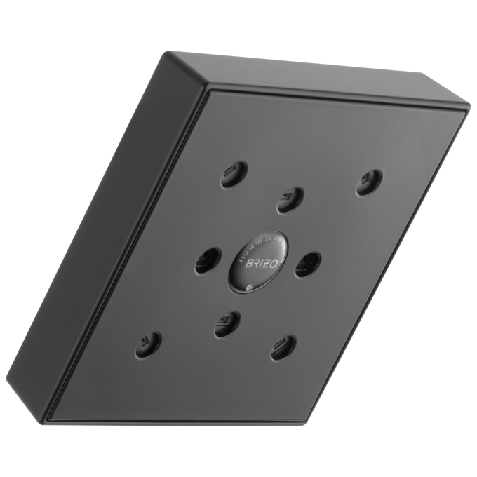 BRIZO Essential Shower 5” Linear Square H2Okinetic Single Function Wall Mount Showerhead — Matte Black