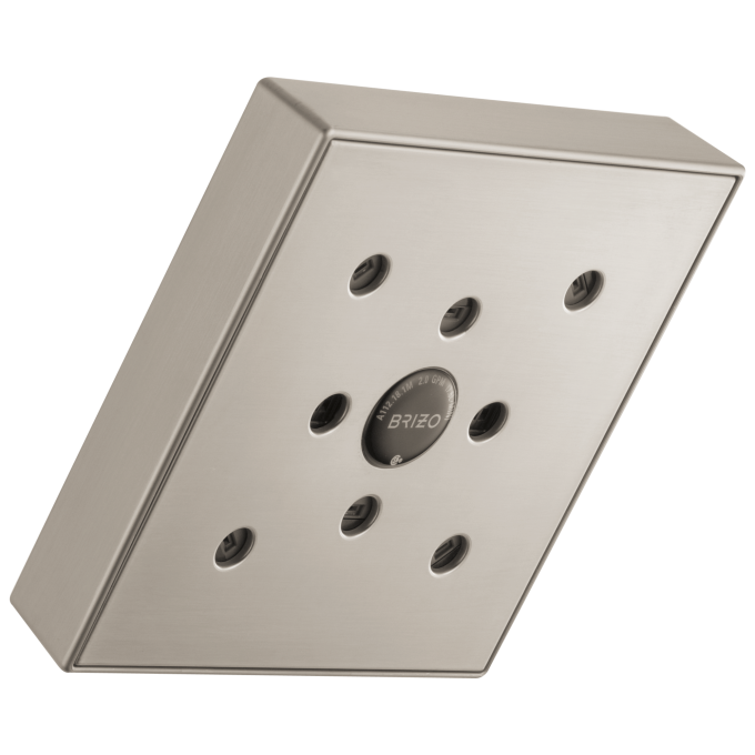 BRIZO Essential Shower 5” Linear Square H2Okinetic Single Function Wall Mount Showerhead — Luxe Nickel