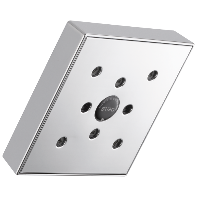 BRIZO Essential Shower 5” Linear Square H2Okinetic Single Function Wall Mount Showerhead — Chrome