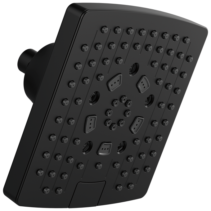BRIZO Essential Shower 7” Linear Square H2Okinetic Multi-Function Wall Mount Showerhead — Matte Black