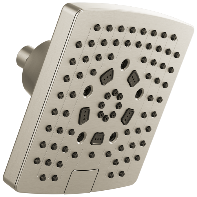 BRIZO Essential Shower 7” Linear Square H2Okinetic Multi-Function Wall Mount Showerhead — Brushed Nickel