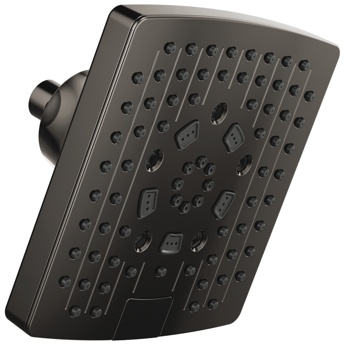 BRIZO Essential Shower 7" Linear Square H2Okinetic Multi-Function Wall Mount Shower Head - 2.5 GPM — Brilliance Black Onyx