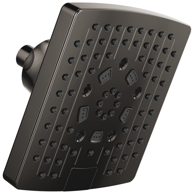 BRIZO Essential Shower 7” Linear Square H2Okinetic Multi-Function Wall Mount Showerhead — Brilliance Black Onyx