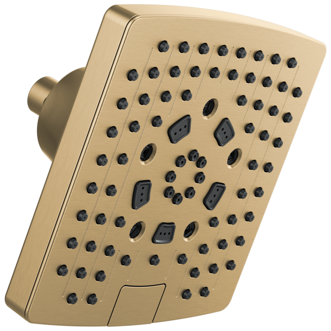 BRIZO Essential Shower 7” Linear Square H2Okinetic Multi-Function Wall Mount Showerhead — Luxe Gold