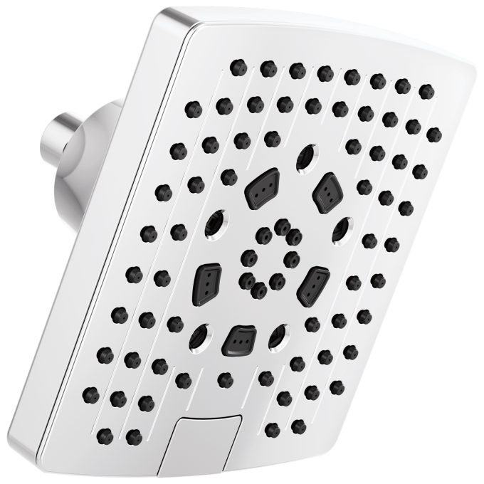 BRIZO Essential Shower 7" Linear Square H2Okinetic Multi-Function Wall Mount Shower Head - 2.5 GPM — Chrome