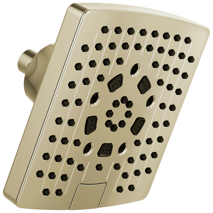 BRIZO Essential Shower 7" Linear Square H2Okinetic Multi-Function Wall Mount Shower Head - 2.5 GPM — Polished Nickel