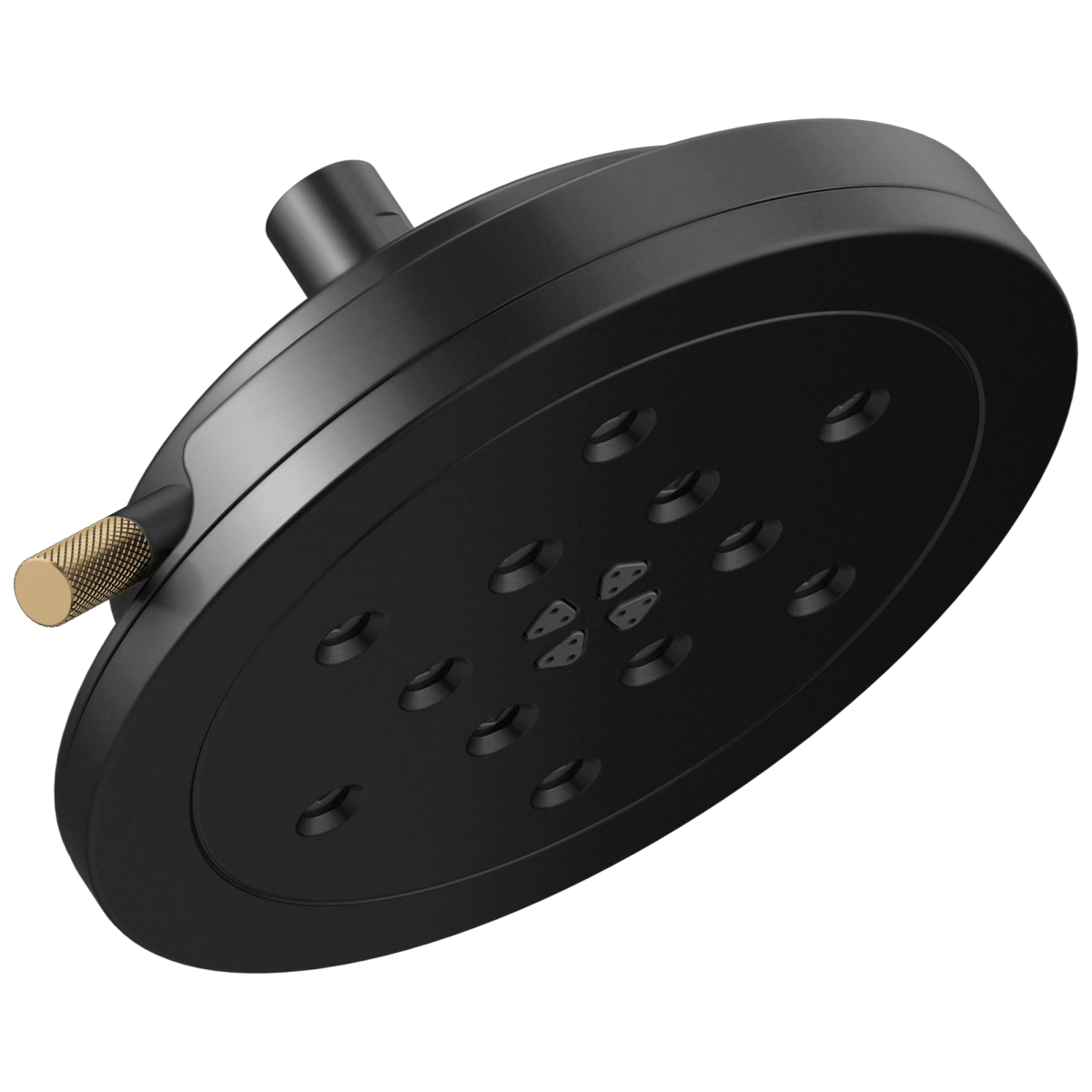 BRIZO Litze 8” H2Okinetic Round Multi-Function Wall Mount Showerhead — Matte Black/Luxe Gold