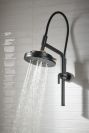 BRIZO Essential Shower 10 7/16" Linear Round Slide Bar Shower Arm And Flange — Matte Black