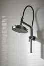 BRIZO Essential Shower 10 7/16" Linear Round Slide Bar Shower Arm And Flange — Matte Black