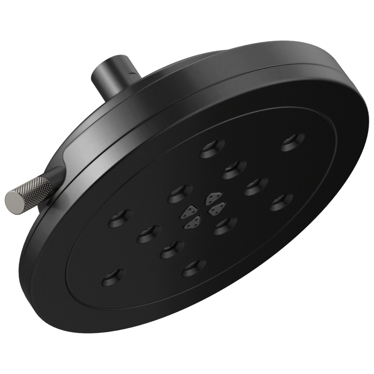 BRIZO Litze 8” H2Okinetic Round Multi-Function Wall Mount Showerhead — MATTE BLACK/LUXE STEEL