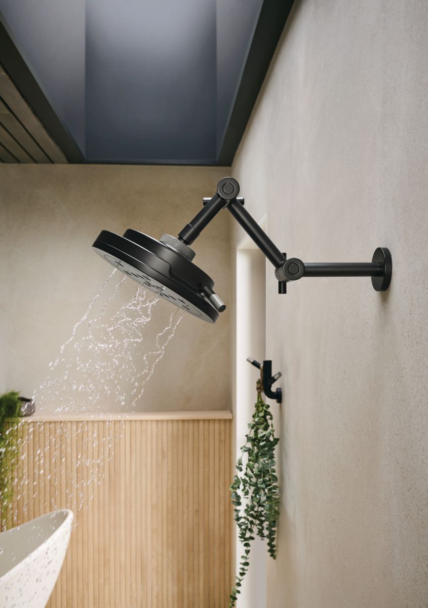 BRIZO Litze Rotating Double Robe Hook With Knurling — MATTE BLACK/LUXE STEEL