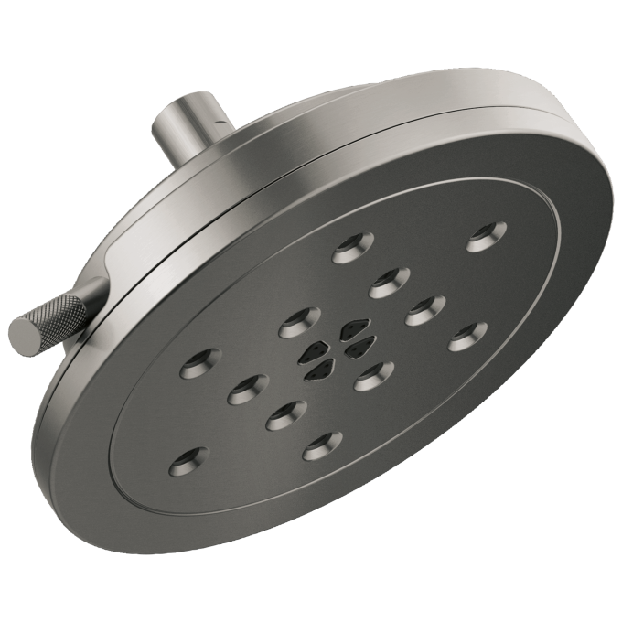 BRIZO Litze 8” H2Okinetic Round Multi-Function Wall Mount Showerhead — Luxe Steel