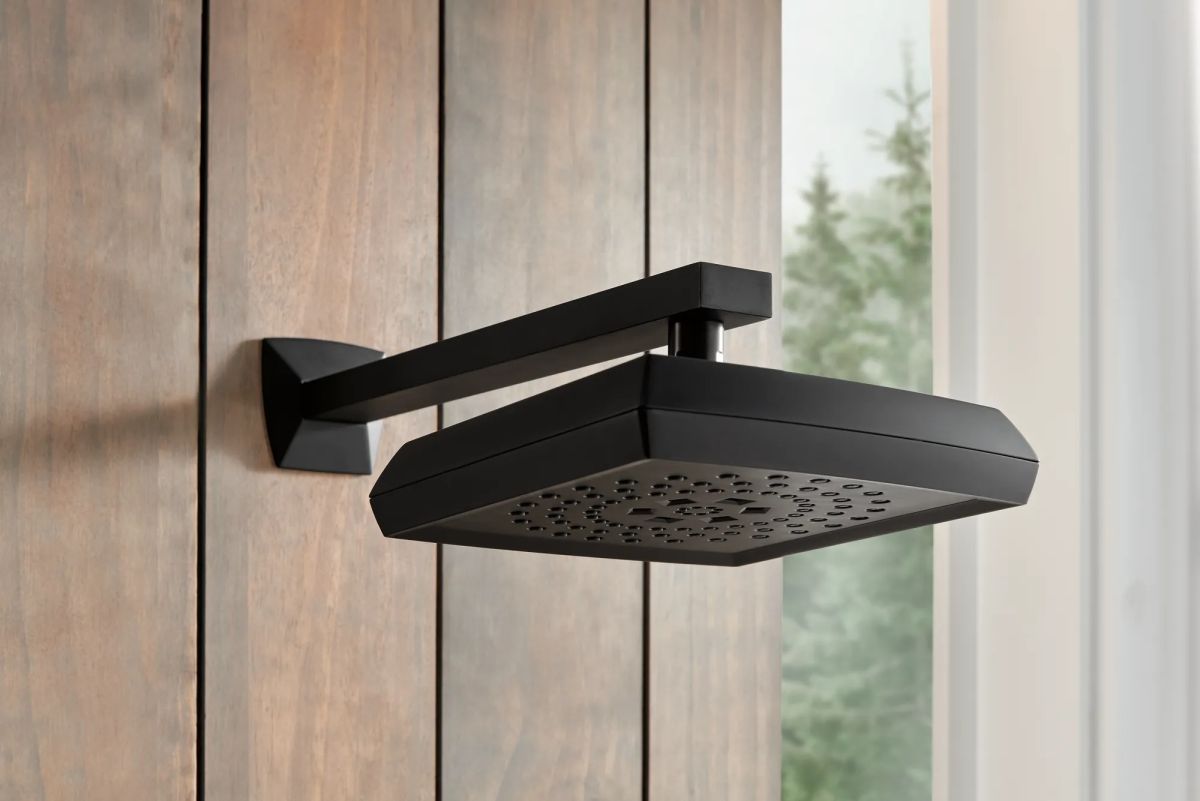 BRIZO Vettis H2OKINETIC Square Multi-Function Shower Head - 1.75 GPM — Matte Black