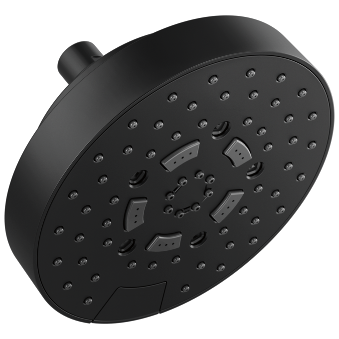 BRIZO Essential Shower 7" Linear Round H2Okinetic Multi-Function Wall Mount Shower Head - 1.75 GPM — Matte Black