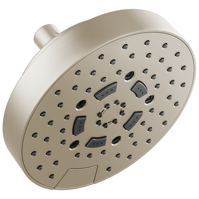 BRIZO Essential Shower 7” Linear Round H2Okinetic Multi-Function Wall Mount Shower Head - 1.5 GPM — Brushed Nickel