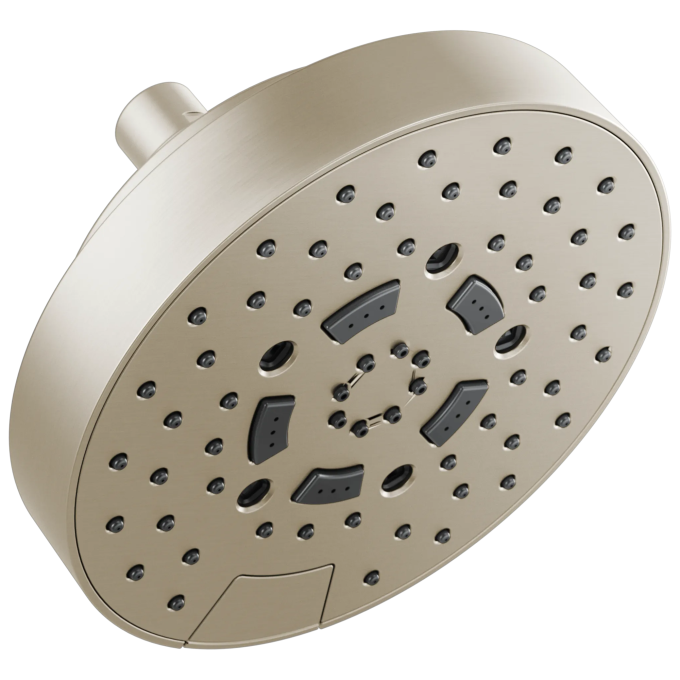 BRIZO Essential Shower 7" Linear Round H2Okinetic Multi-Function Wall Mount Shower Head - 1.75 GPM — Brushed Nickel