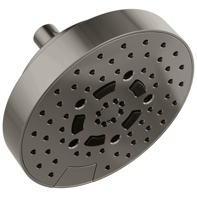 BRIZO Allaria 7" Linear Round H2Okinetic Multi-Function Wall Mount Shower Head - 1.75 GPM — Brilliance Black Onyx