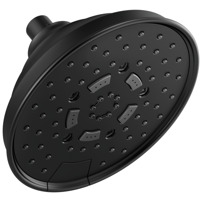 BRIZO Essential Shower 7" Classic Round H2Okinetic Multi-Function Wall Mount Shower Head - 2.5 GPM — Matte Black