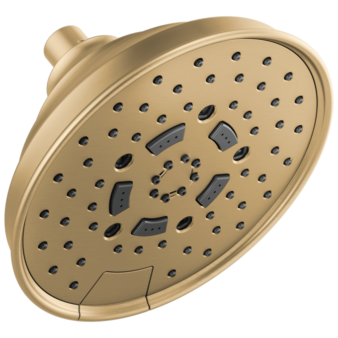 BRIZO Essential Shower 7" Classic Round H2Okinetic Multi-Function Wall Mount Shower Head - 2.5 GPM — Luxe Gold