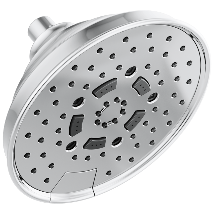 BRIZO Essential Shower 7" Classic Round H2Okinetic Multi-Function Wall Mount Shower Head - 2.5 GPM — Chrome