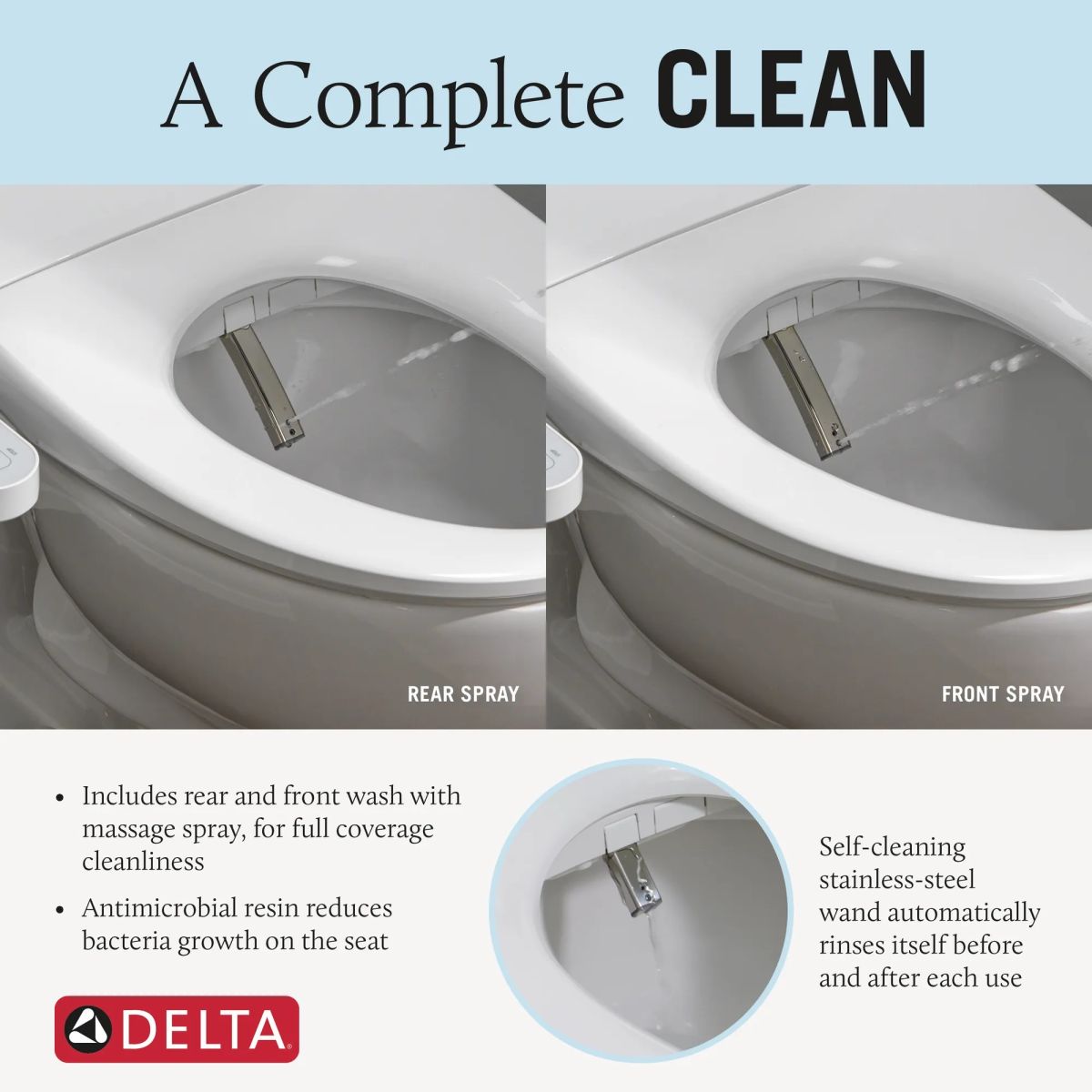 DELTA Refresh Standard Elongated Electric Bidet Toilet Seat — White