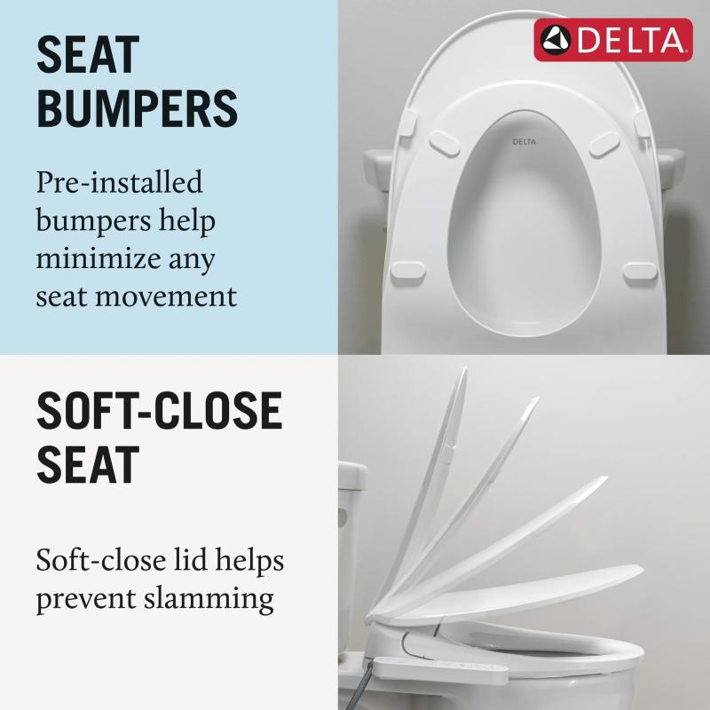 DELTA Refresh Standard Elongated Electric Bidet Toilet Seat — White